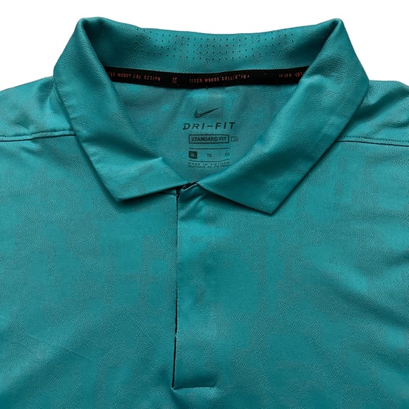 Nike Polo Shirt Mens Size XL Tiger Woods Collection ADV Golf Snap Button Green - Picture 3 of 7